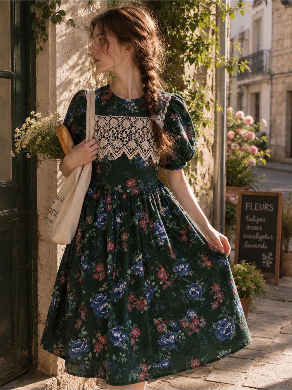 Gunne Sax by Jessica McClintock Floral Prairie Dress Cottagecore
